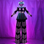 Cargar imagen en el visor de la galería, Traje de robot de mujer Falda de zanco LED Traje de robot de Kryoman Trajes de eventos usados ​​con guantes láser
