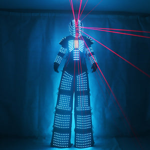 LED Robot se adapta a Robot Traje David Guetta LED Robot Traje con guantes de casco láser iluminado Kryoman Robot Led Stilts Ropa