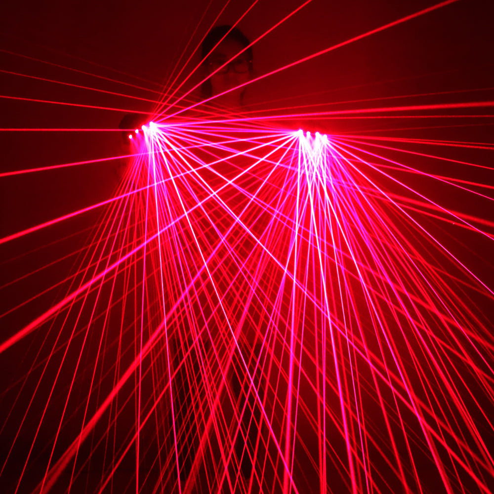 2 في 1 متعدد الخطوط الحمراء ليزر قفازات مع 4 قطع الليزر LED ديسكو ليزر قفازات LED ليزر مضيئة تظهر