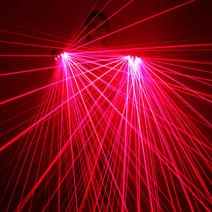 2 en 1 gants laser rouges multi-lignes avec 4pcs Laser Disco LED gants laser pour LED Spectacle laser lumineux