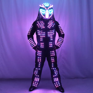 Future LED Lumious Robot Suit Stadio Performance Light Up Costume Helmet Abbigliamento Bar Nightclub