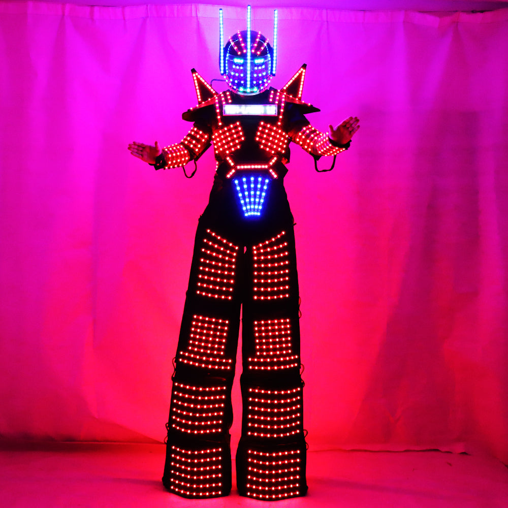 Trajes de luz LED Ropa de robot Zancos LED Disfraz de caminante Trajes de robot LED Fiesta Salón de baile Discoteca Discoteca Etapa Vestido de robot Show