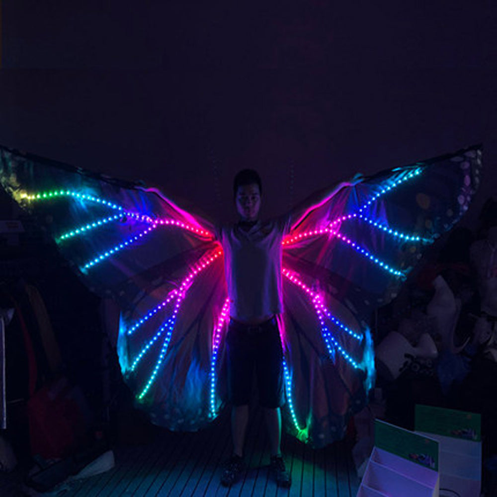 الرقص الشرقي الجناح فراشة هالوين كامل اللون بكسل الذكية LED أجنحة الفتيات الرقص عباءة زينة الدعائم المرحلة