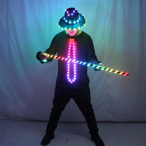LED Costume Clothes Suit Light Up Belly Dancing Flashing White Canes Women Men Jazz Dance for Stage Performance Party As Gift