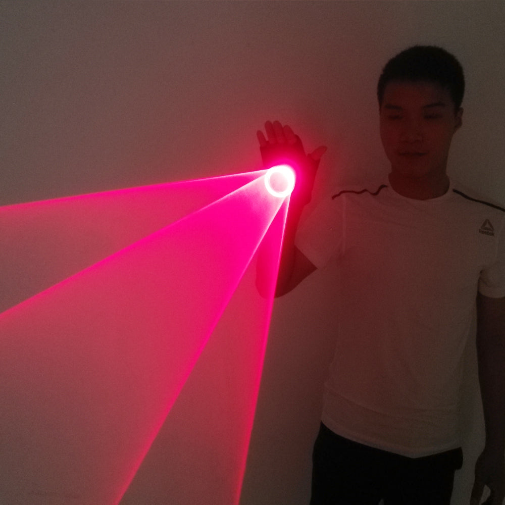 Cañón láser rojo de mano Guantes giratorios con láser Guantes de giroscopio de palma LED Accesorios de atmósfera de CO2