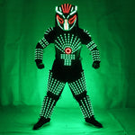 Load image into Gallery viewer, RGB Colorful Led Luminous Robot Suit with LED Helmet Illuminated LED Growing Light Performance Stage Costume Clothes
