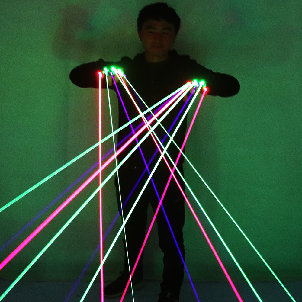 Guanti laser RGB con guanti da 7 pezzi Laser 3Green 2Red 2Violet Blue Stage per DJ Club Party Show