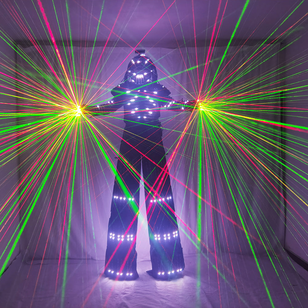 Traje LED Robot Costume Clothes Stilt Walking Luminous Suit Jacket with Laser Gloves Helmet for Bar DJ Music Festivals