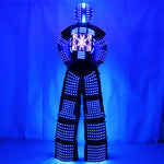Charger l&#39;image dans la galerie, LED Light Robot Costume Vêtements Traje De Robot LED Stilts Walker Suit Jacket Event Kryoman Costume
