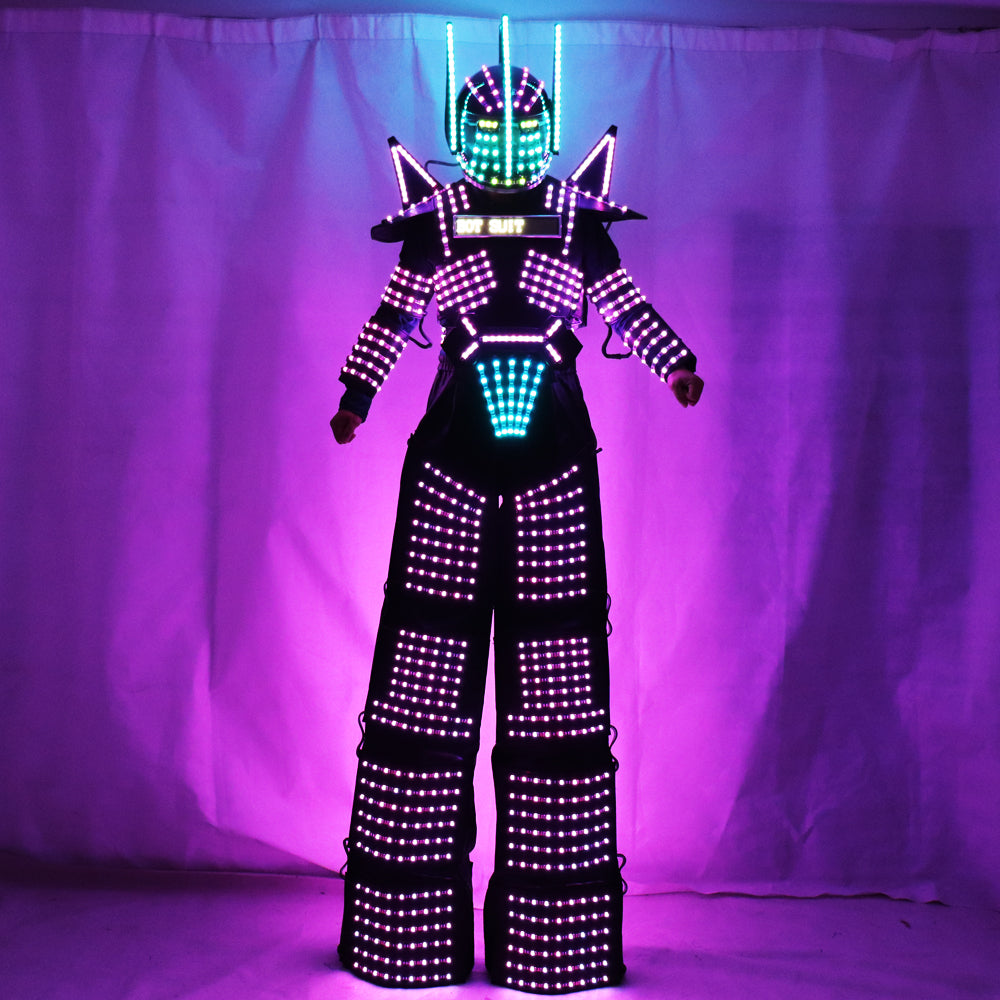 La Luce del LED si Adatta Robot Vestiti LED Palafitte Walker Costume LED Robot Abiti Festa da Ballo Discoteca Fase Robot da Sposa Mostrare