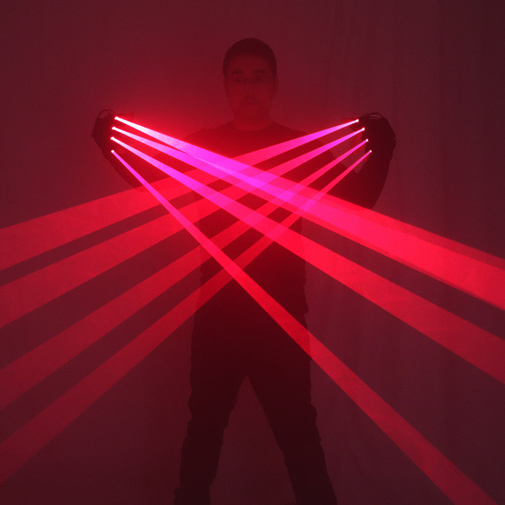 Quality DJ Club 4 Pcs 650nm 100mw Red Laser Glow Gloves for LED Luminous Costumes Show