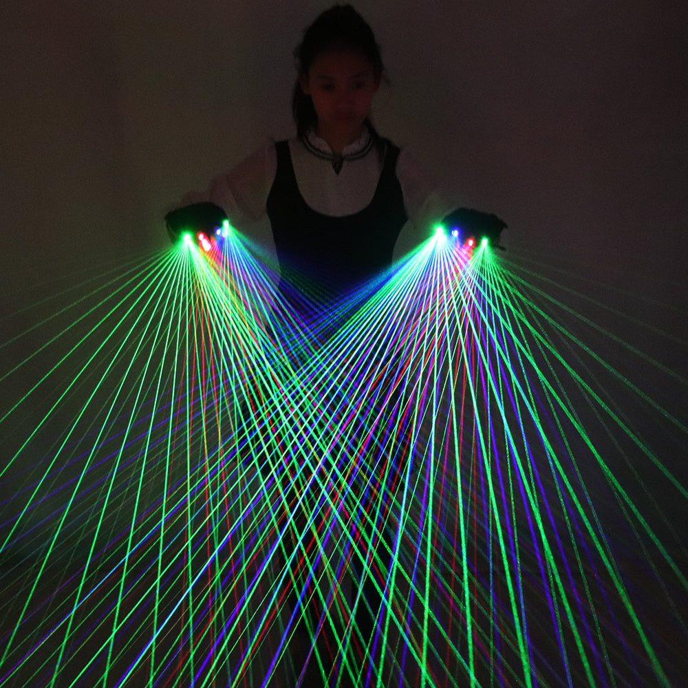 2 In 1 Guanti Laser RGB Colorati con 4 Pcs Laser per Stage Laserman DJ Show Performance Event Party Forniture
