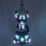 Load image into Gallery viewer, Full Color Led Luminous Light Party Skirt Sexy Girl Led Light Up Costumes with Led Belt Ballroom Dance Outfit DJ DS Bra Suit
