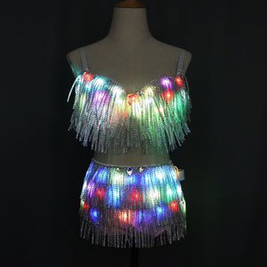 LED vêtement soutien - gorge Luminescent Short Fashion ceinture luminescente montrer femme reflexe visage soutif soutien - gorge ventre danseur robe accessoires