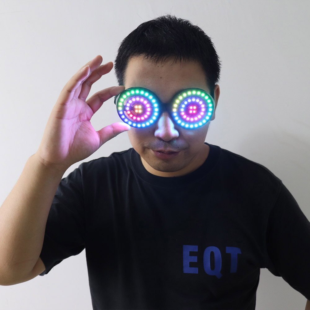 High Quality USB Recharge Led Glasses Light Up Goggles Rainbow Full Color Spectrum Rave Eye Costume Night Club Party
