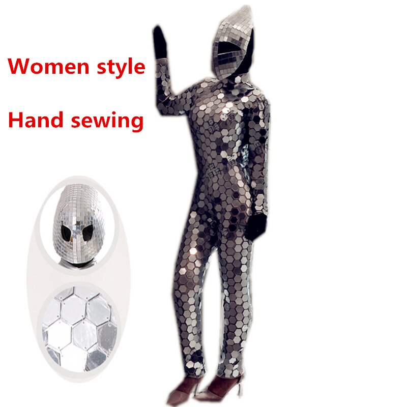 Spiegel-Kostüm-Frauen, Männer, Spiegel, Kleid Bühne Kostüm Party Ds Performance Nachtclub Jumpsuit – temlaser.net