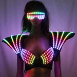 Charger l&#39;image dans la galerie, Full Color Laser LED Bra Colorful Shoulder Dance Costumes Luminous Vest for Ballroom Bar DJ Disco Party Event Singer Sexy Wears

