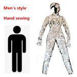 Charger l&#39;image dans la galerie, Sparkly Silver Sequins Femmes Combinaison Miroir Complet Leggings Prom Célébrer Tenue Performance Vêtements
