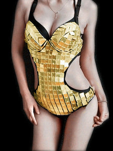 Costume da specchio per donna Tuta da discoteca Specchio colorato Ds Party Raves Abbigliamento Abiti da palcoscenico per cantanti femminili