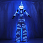 تحميل الصورة في عارض المعرض ،زي RGB LED المضيء الملون مع خوذة LED ملابس خفيفة Stelle Robot Suit Kryoman David Guetta Robot Dance Wear
