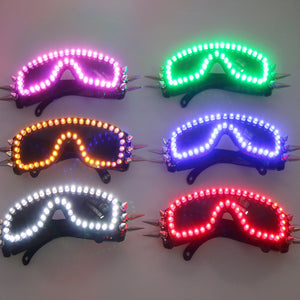 6 Salve Couleur Clignotement de la LED de l'Éclat des Verres LED Lunettes de Rivet Punk Lunettes Lunettes de protection Laser Pour Chirstmas Partie