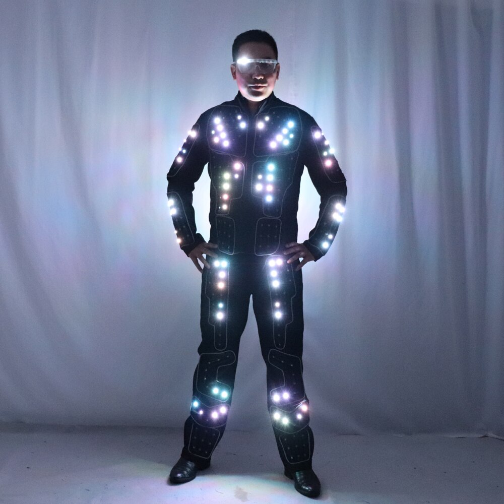 Full Color LED Robot Suit Stage Dance Costume Tron RGB Lighted Luminous ...