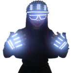 Charger l&#39;image dans la galerie, LED Luminous Glasses Gloves Rock Rivet Cap Plus récent chapeau unique d’or silver rivet pour street hip-hop Rivet Man Woman
