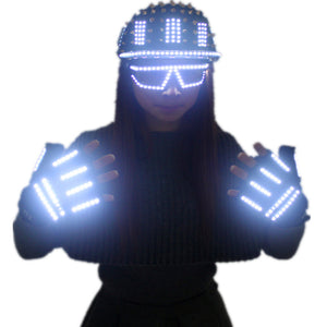 LED Luminous Glasses Gloves Rock Rivet Cap Plus récent chapeau unique d’or silver rivet pour street hip-hop Rivet Man Woman