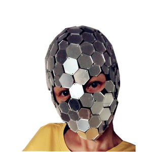 GoGo Dancer Kostüm Spiegelkleid Maske Silber Kostüm Kopfbedeckung Cool Reflective Mirror Zubehör