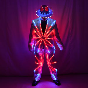 Full Color LED Suit Costumes Clothes Lights Luminous Stage Dance Performance Show Dress Growing Light Up Armor for Night Club