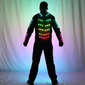 كامل اللون LED روبوت البدلة المرحلة الرقص زي Tron RGB مضاء معطف سترة الزي مضيئة