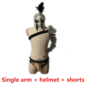 Festival Outfit Men Roman Knights Cosplay Costume GoGo Dancer Costume Party Handmade Mirror Costume Nightclub