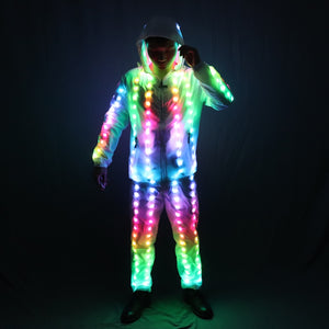 Full Color Pixel LED Lights Jacket Coat Pants Costumes Suit Light UP Rave Creative Outer Stage Costume Xmas Party Fancy Dress