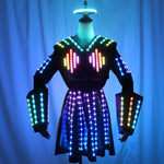 Charger l&#39;image dans la galerie, Full Color LED Leather Skirt Female Robot Outfit Stage Performance Bar Sexy Night Club DJ Singer Dance Dress
