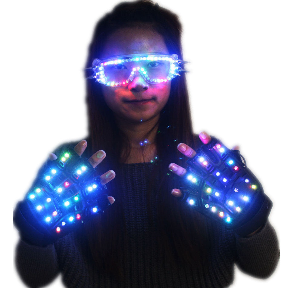 High Quality LED Laser Gloves  LED Light Up LED Glasses Bar Show Glowing Costumes Prop Party DJ Dancing Lighted Suit
