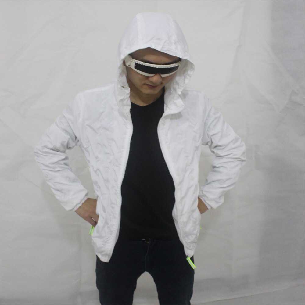 Unisex LED Flash Light Up Rave Jacket Sport Outwear Party Costume Fancy Long Sleeve Zipper Zippé Pocket Glowing Clothes