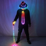 Laden Sie das Bild in den Galerie-Viewer.LED Costume Clothes Suit Light Up Belly Dancing Flashing White Canes Women Men Jazz Dance for Stage Performance Party As Gift

