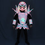 Carica l&#39;immagine nel visualizzatore di Gallery, Full Color LED Robot Suit Party Performance Wears Armor Colorful Light Mirror Clothe Club Show Outfits Helmets
