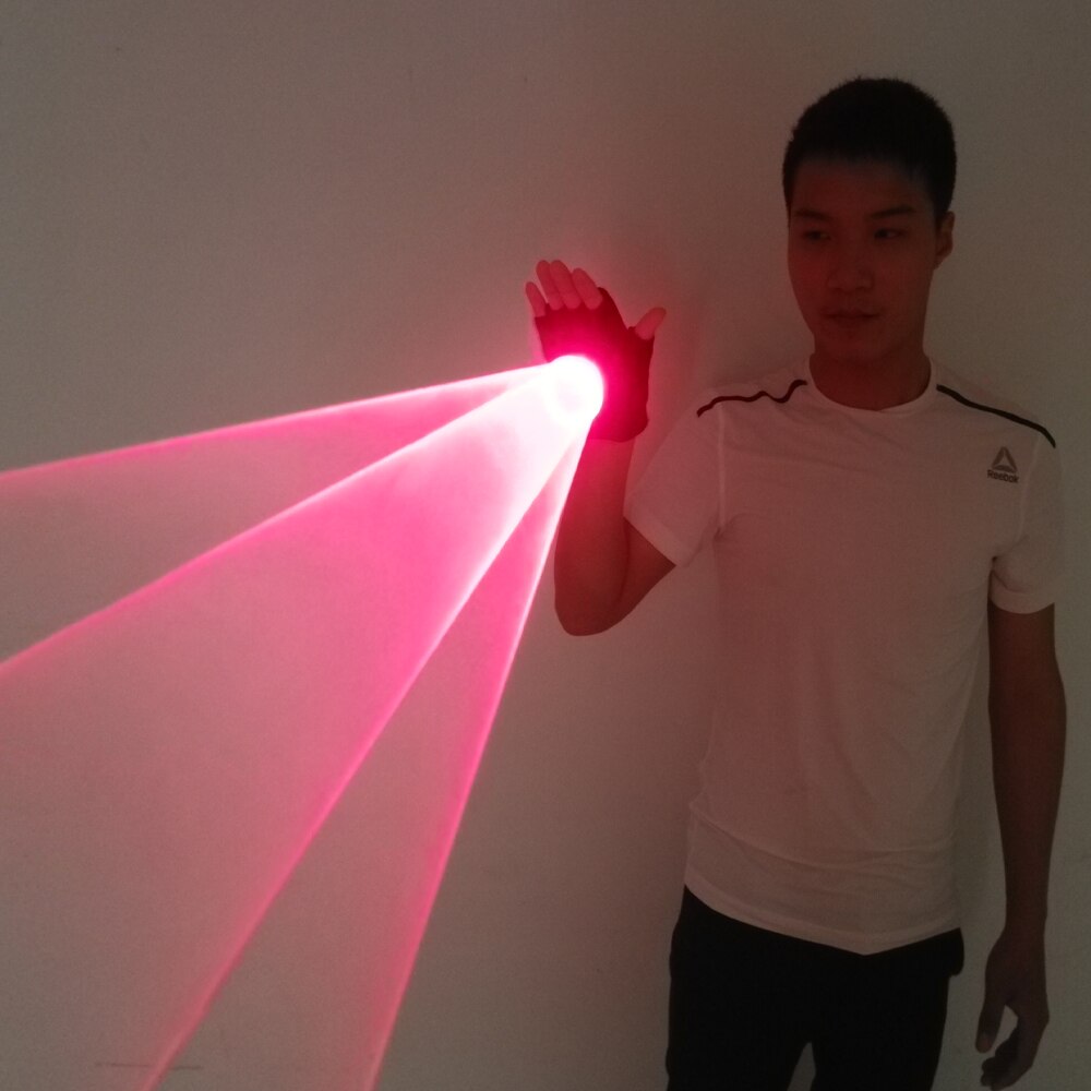 Cañón láser rojo de mano Guantes giratorios con láser Guantes de giroscopio de palma LED Accesorios de atmósfera de CO2