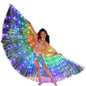 I bambini hanno CONDOTTO ragazze di esecuzione di stadio di ala di danza del ventre di bastoni di ali dell'ISIS gli ali di colori multi la farfalla condotta illumina 360 gradi