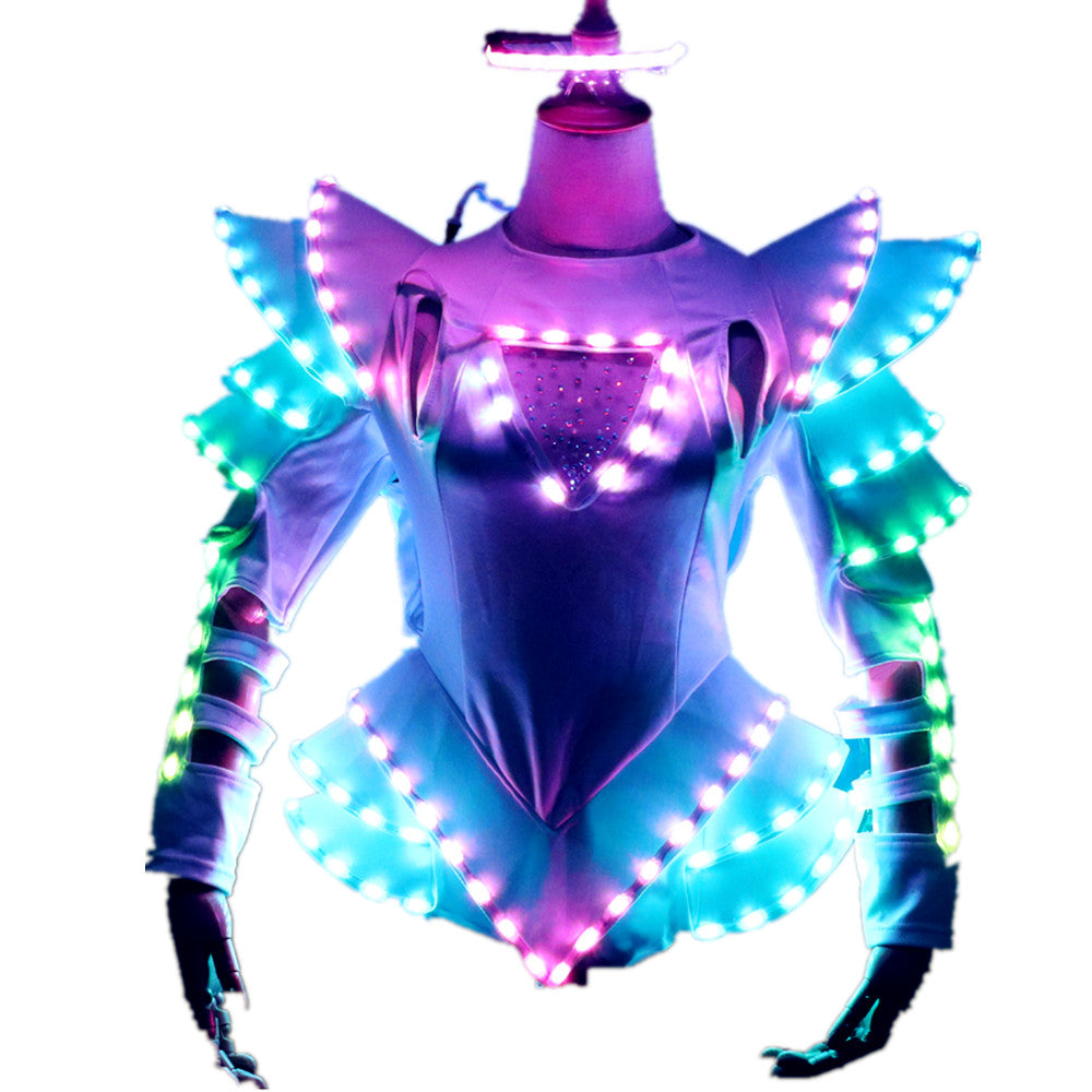 LED Female Warrior Suits Luminous Costume Suits Light Clothing for Women Ballroom Dance Glowing Dress China Ladies Accessories