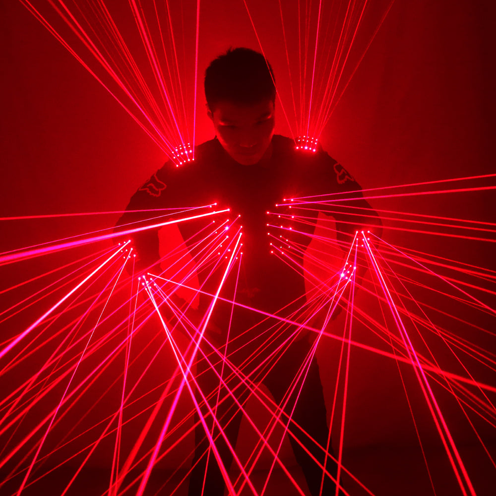 الملابس الحمراء صدرية الليزر LED ، بدلة روبوت ليزر ازياء رجل الليزر لأداء ملهى ليلي