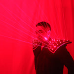 Charger l&#39;image dans la galerie, Costume à laser rouge, gilet MENÉ, lunettes de gants de laser de gilet lumineuses pour le spectacle à laser
