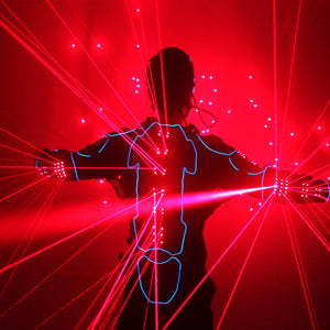 Trajes de robot láser Chaleco láser rojo Ropa LED 650nm Laser Man Disfraces de escenario para artistas de clubes nocturnos