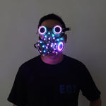 Cargar imagen en el visor de la galería, Full Color LED Lighting Steampunk Glasses Gas Masks Goggles Cosplay Bar Props Gothic Anti-Fog Haze Men and Women Mask
