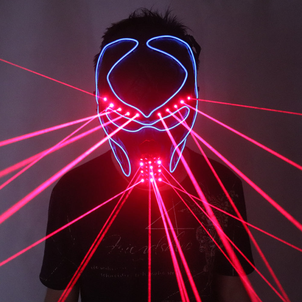 Maschera Laser Rossa Luminous Luce Su Laserman Faccia Maschera Laser Show Maschere halloween