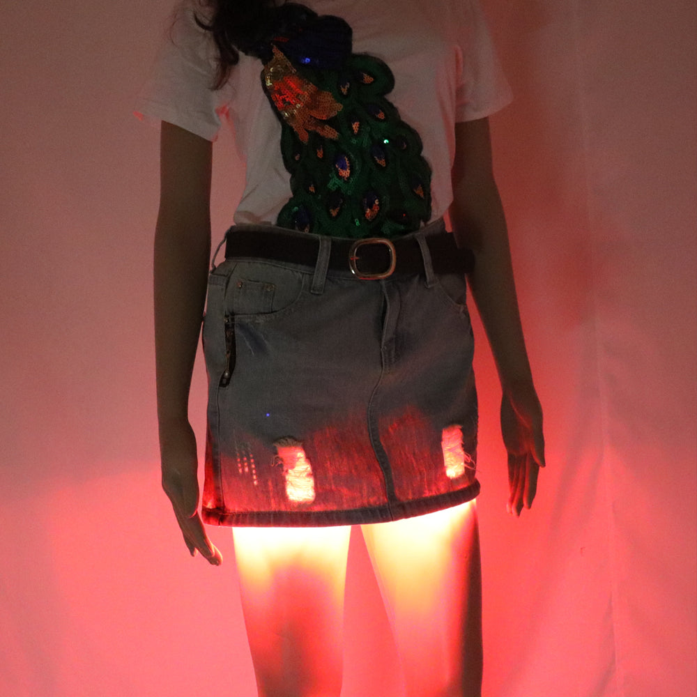 أزياء مصغرة LED تنورة مثير حزب ملهى ليلي التنانير البسيطة أزياء أنثى المجهزة ضيق جميع أنحاء تنورة
