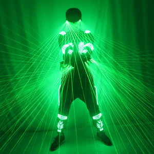 Green Laser Armor Suit  LED Glow Vest Waistcoat Laser Gloves and Glasses  for Bar EDM Party Performances