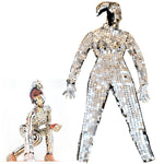 Charger l&#39;image dans la galerie, Sparkly Silver Sequins Femmes Combinaison Miroir Complet Leggings Prom Célébrer Tenue Performance Vêtements
