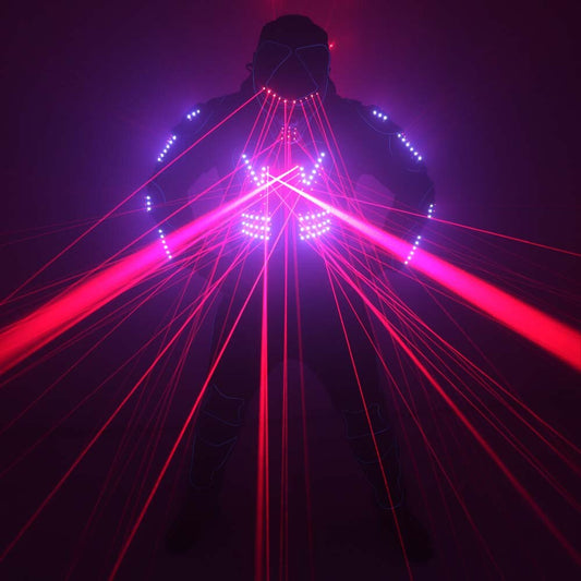 Red Laser Battle Suit LED Costumes Clothes Bar Nightclub DJ Lights Luminous Stage Dance Performance
